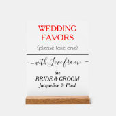 赤い結婚式の引き出物タイポグラフィ名 アクリルサイン (正面)