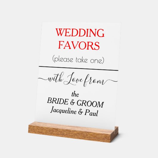 赤い結婚式の引き出物タイポグラフィ名 アクリルサイン (傾斜)