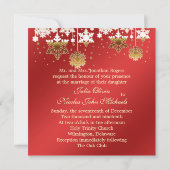 赤い結婚式招待状の雪片 招待状 (裏面)