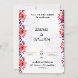 赤い結婚式招待状（審美的な水色） 招待状