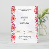 赤い結婚式招待状(審美的な水色) 招待状 (スタンド正面)