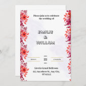 赤い結婚式招待状(審美的な水色) 招待状 (正面/裏面)