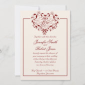 赤い結婚式招待状 招待状 (正面)