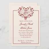 赤い結婚式招待状 招待状 (正面/裏面)