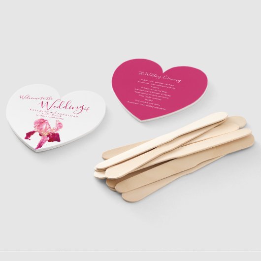 赤い結婚紅花菖蒲の花のアートプログラムファン ハンドファン (組立なし)