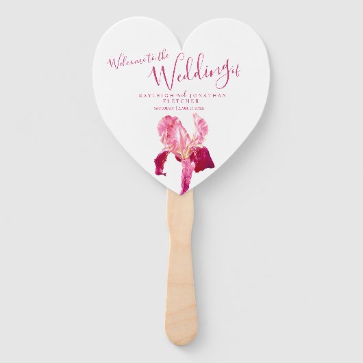 赤い結婚紅花菖蒲の花のアートプログラムファン ハンドファン (正面)