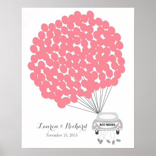 赤い結婚風船を使ったゲストブックの代替案 ポスター (正面)