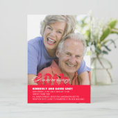 赤い結婚40周年招待状 招待状 (スタンド正面)