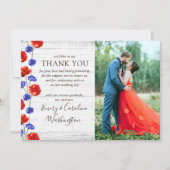 赤い結婚Poppy 4素朴-Photoカードに感謝 招待状 (正面)