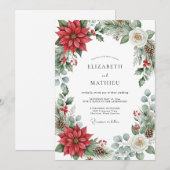 赤い絵のようなクリスマスの結婚式 招待状 (正面/裏面)
