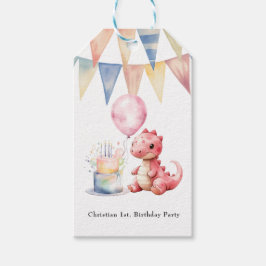 赤い絵を描恐竜One A Saurusバースデーパーティー ギフトタグ