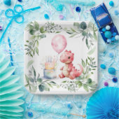 赤い絵を描恐竜One A Saurusバースデーパーティー ペーパープレート (パーティー)