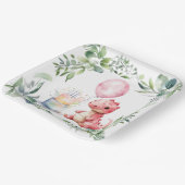 赤い絵を描恐竜One A Saurusバースデーパーティー ペーパープレート (傾斜あり)