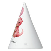 赤い絵を描恐竜One A Saurus誕生日 パーティーハット (右)