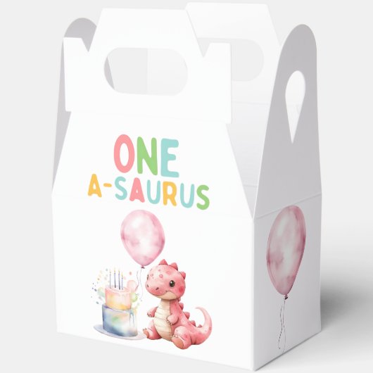 赤い絵を描恐竜One A Saurus誕生日 フェイバーボックス (見開き)