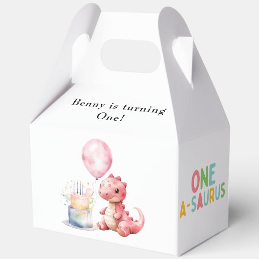 赤い絵を描恐竜One A Saurus誕生日 フェイバーボックス (裏面)