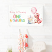 赤い絵を描恐竜One A Saurus誕生日 横断幕 (インサイチュ)