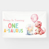 赤い絵を描恐竜One A Saurus誕生日 横断幕 (横)