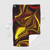 赤い絹のようなストロークと暗い部分を持つ金ゴールド ゴルフタオル (インサイチュ)