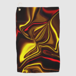 赤い絹のようなストロークと暗い部分を持つ金ゴールド ゴルフタオル