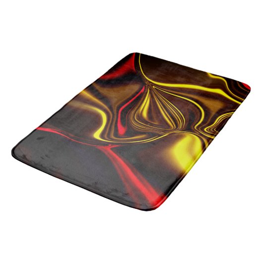 赤い絹のようなストロークと暗い部分を持つ金ゴールド バスマット (アングル)