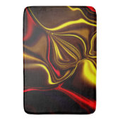 赤い絹のようなストロークと暗い部分を持つ金ゴールド バスマット (正面縦)