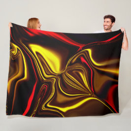 赤い絹のようなストロークと暗い部分を持つ金ゴールド フリースブランケット