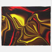 赤い絹のようなストロークと暗い部分を持つ金ゴールド フリースブランケット (正面(横))