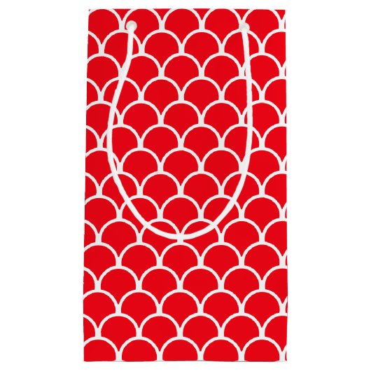 赤い継ぎ目のない円パターン スモールペーパーバッグ (正面)