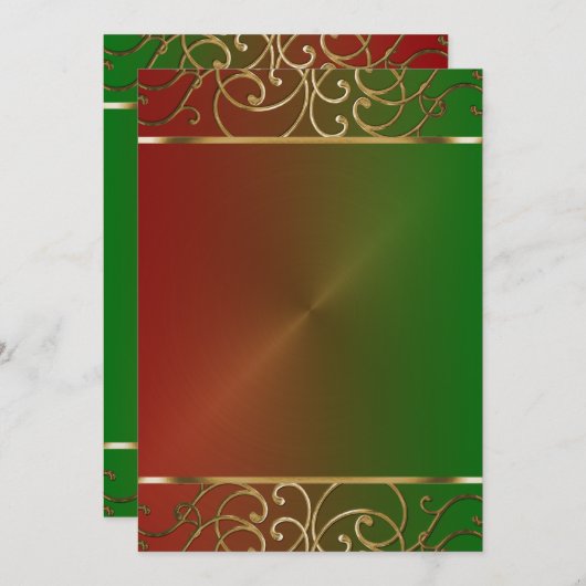 赤い緑および金ゴールドの休日のパーティの招待状 招待状 (正面/裏面)