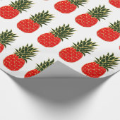 赤い緑および金ゴールドの熱帯クリスマスのパイナップル ラッピングペーパー (角)