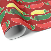 赤い緑および黄色の熱いサルサのチリペッパー ラッピングペーパー (ロールコーナー)