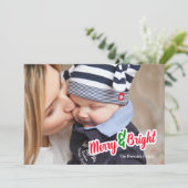 赤い緑と明メリーるい写真のクリスマスカード シーズンカード (スタンド正面)