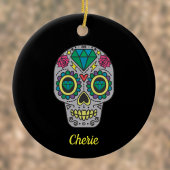 赤い緑と灰色のクリスタルの死の日に黒 セラミックオーナメント