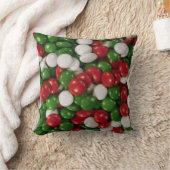 赤い緑と白いクリスマスキャンディ クッション (ブランケット)