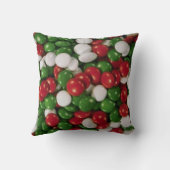 赤い緑と白いクリスマスキャンディ クッション (裏面)
