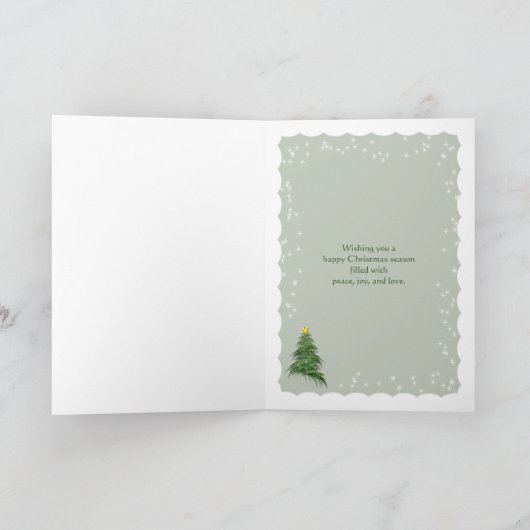 赤い緑と白い格子縞のクリスマスツリー シーズンカード (内部)