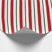 赤い緑と白のキャンディーケーンクリスマス ラッピングペーパー (角)