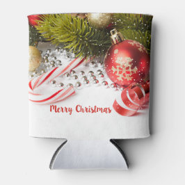 赤い緑と白のクリスマスデコール 缶クーラー