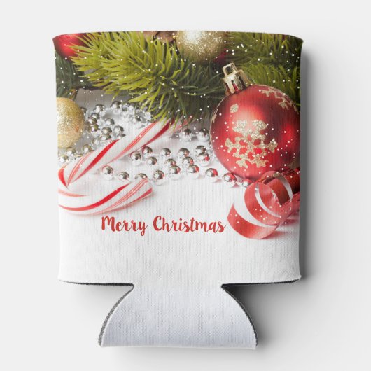 赤い緑と白のクリスマスデコール 缶クーラー (裏面)