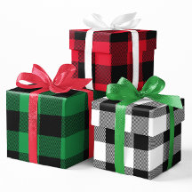 赤い緑と白のバッファローの格子状のクリスマス数々の