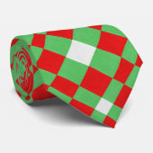 赤い緑と白のファブリックのジオメトリックテクスチャ ネクタイ (ロール)