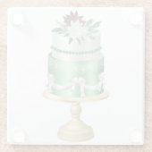 赤い緑と白のホリデークリスマスケーキ ガラスコースター (裏面)