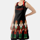 赤い緑と金ゴールドのくるみクラッカーのパーソナライズされたエプロン エプロン (インサイチュ)