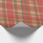 赤い緑と金ゴールドの格子模様 ラッピングペーパー (角)