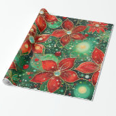 赤い緑と金ゴールドキラキラ輝くクリスマスパターン ラッピングペーパー (アンロールド)