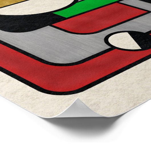 赤い緑と金ゴールド幾何学的抽象芸術 ポスター (角)