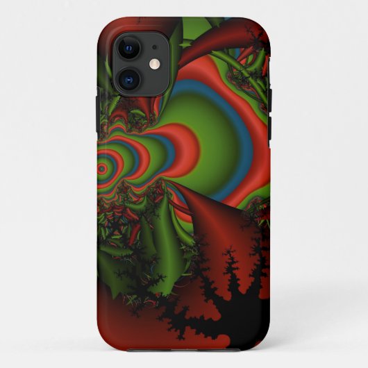 赤い緑と青のフラクタル・アートのiphoneケース Case-Mate iPhoneケース (裏面)
