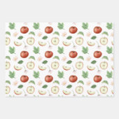 赤い緑と黄色のリンゴ ラッピングペーパーシート (正面2)