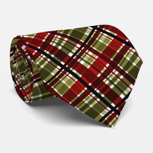 赤い緑と黒の格子縞の男の首のネクタイ ネクタイ (ロール)